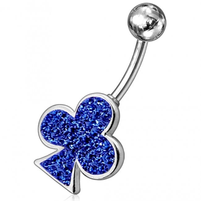 925 Sterling Silver Ace Clover Non-Moving Belly Ring - Monster Piercing