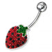 925 Sterling Red Strawberry Non-Moving Belly Ring - Monster Piercing