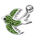 Fancy Jeweled Silver Bird Non-Moving SS Banana Bar Belly Ring - Monster Piercing