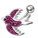 Fancy Jeweled Silver Bird Non-Moving SS Banana Bar Belly Ring - Monster Piercing