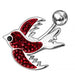 Fancy Jeweled Silver Bird Non-Moving SS Banana Bar Belly Ring - Monster Piercing