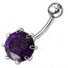 Single Jeweled Silver Belly Ring - Monster Piercing