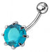 Single Jeweled Silver Belly Ring - Monster Piercing