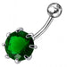 Single Jeweled Silver Belly Ring - Monster Piercing