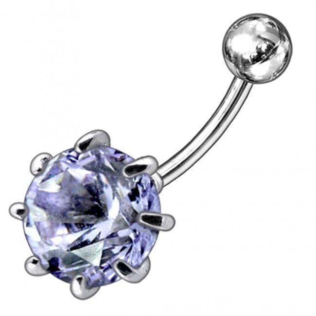 Single Jeweled Silver Belly Ring - Monster Piercing