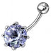 Single Jeweled Silver Belly Ring - Monster Piercing