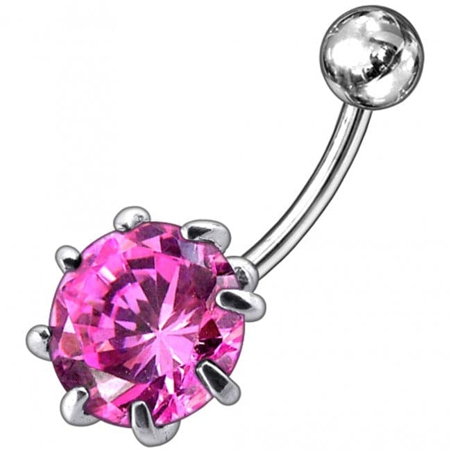 Single Jeweled Silver Belly Ring - Monster Piercing