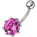 Single Jeweled Silver Belly Ring - Monster Piercing