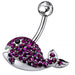 Jeweled Whale Silver Belly Ring - Monster Piercing