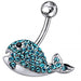 Jeweled Whale Silver Belly Ring - Monster Piercing