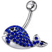 Jeweled Whale Silver Belly Ring - Monster Piercing