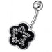 Jeweled Flower Silver Navel Belly Ring - Monster Piercing