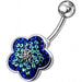 Jeweled Flower Silver Navel Belly Ring - Monster Piercing