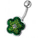 Jeweled Flower Silver Navel Belly Ring - Monster Piercing