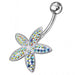 Jeweled Flower Silver Navel Ring - Monster Piercing