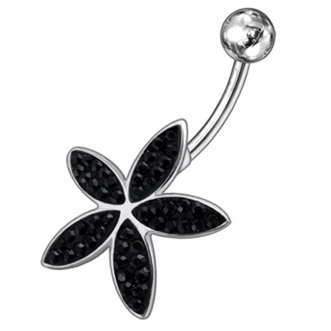 Jeweled Flower Silver Navel Ring - Monster Piercing