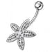 Jeweled Flower Silver Navel Ring - Monster Piercing