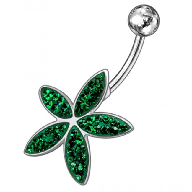 Jeweled Flower Silver Navel Ring - Monster Piercing