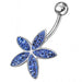 Jeweled Flower Silver Navel Ring - Monster Piercing