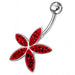 Jeweled Flower Silver Navel Ring - Monster Piercing