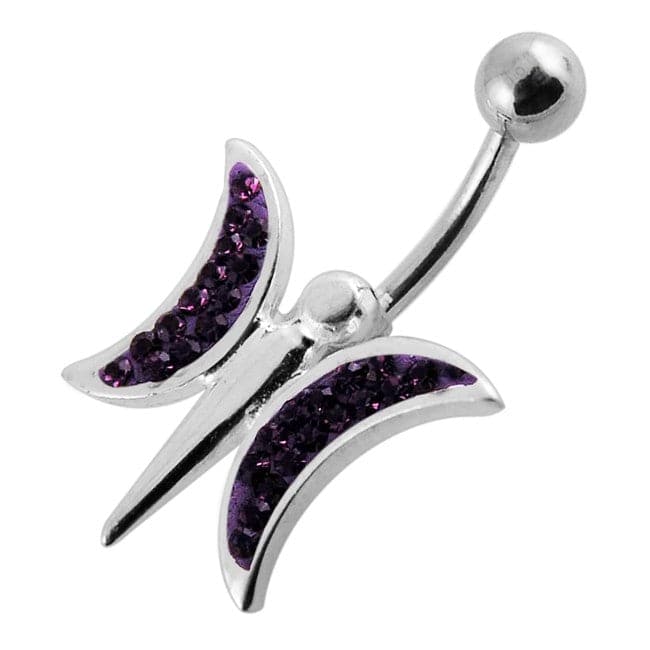 Jeweled Dargonfly Silver Belly Ring - Monster Piercing