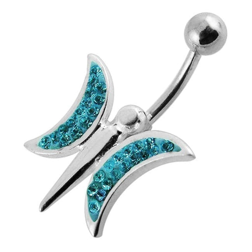 Jeweled Dargonfly Silver Belly Ring - Monster Piercing