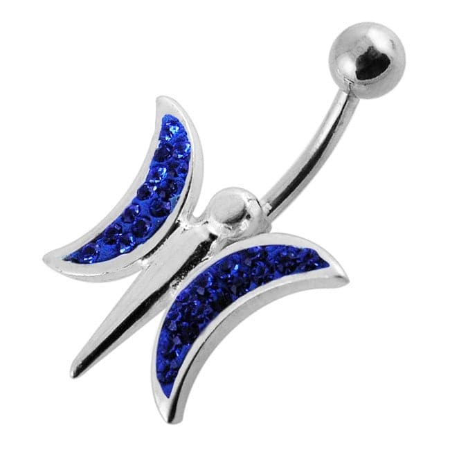 Jeweled Dargonfly Silver Belly Ring - Monster Piercing