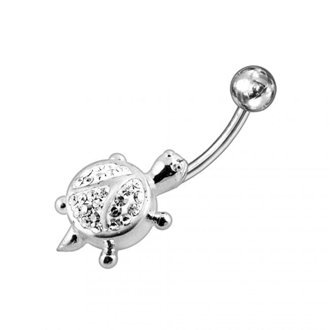 Jeweled Turtle Silver Belly Ring - Monster Piercing