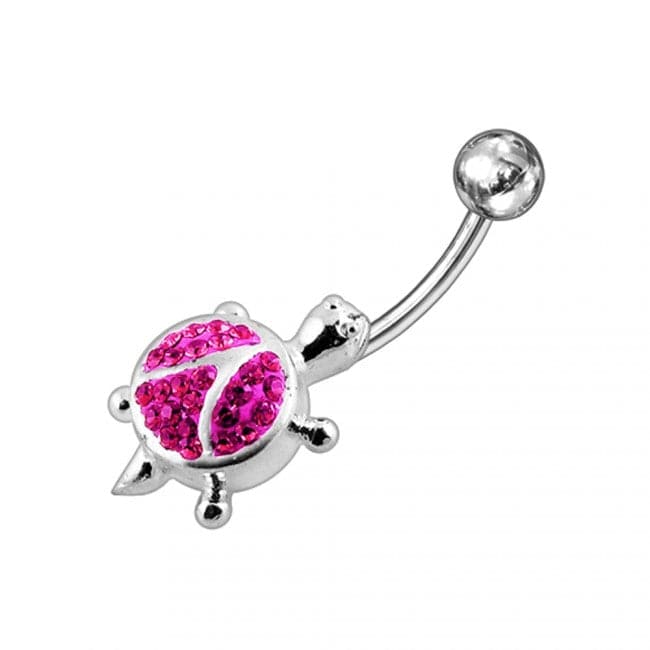 Jeweled Turtle Silver Belly Ring - Monster Piercing