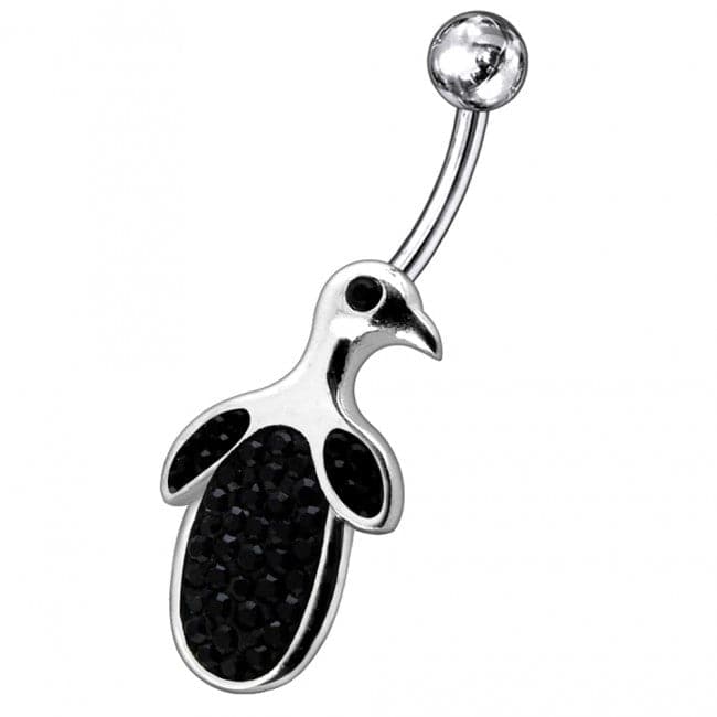 Jeweled Penguin Silver Belly Ring - Monster Piercing