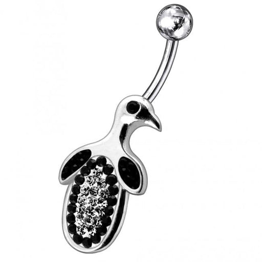 Jeweled Penguin Silver Belly Ring - Monster Piercing