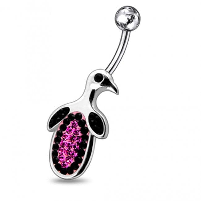 Jeweled Penguin Silver Belly Ring - Monster Piercing