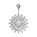 Jeweled Sunflower Silver Banana Bar Navel Ring - Monster Piercing