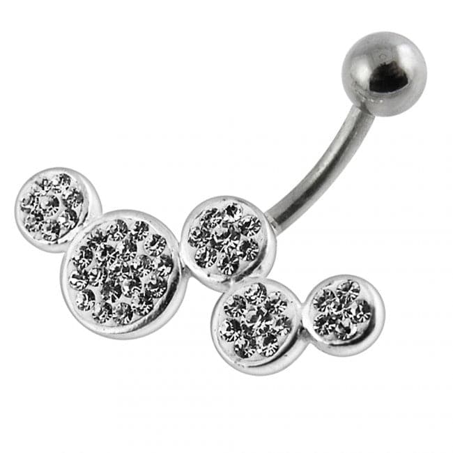 Fancy Multi Jeweled Multi O Silver SS Navel Belly Ring - Monster Piercing