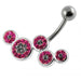 Fancy Multi Jeweled Multi O Silver SS Navel Belly Ring - Monster Piercing