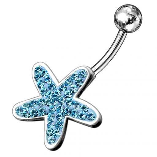 Sterling Silver Fancy Jeweled Star With SS Belly Ring - Monster Piercing