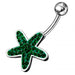 Sterling Silver Fancy Jeweled Star With SS Belly Ring - Monster Piercing