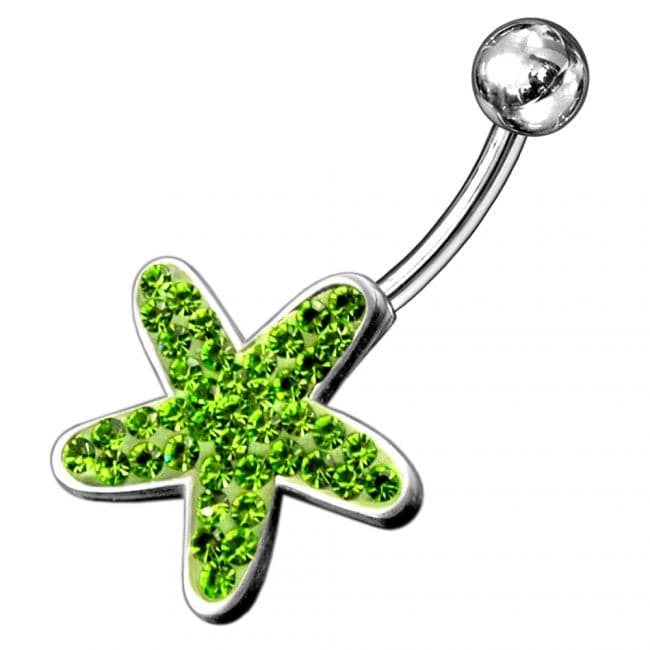 Sterling Silver Fancy Jeweled Star With SS Belly Ring - Monster Piercing