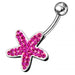 Sterling Silver Fancy Jeweled Star With SS Belly Ring - Monster Piercing