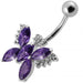 Silver Butterfly with SS Bar Navel Belly Ring - Monster Piercing