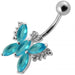 Silver Butterfly with SS Bar Navel Belly Ring - Monster Piercing