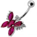 Silver Butterfly with SS Bar Navel Belly Ring - Monster Piercing