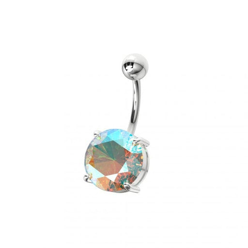 Single Stone Silver Belly Ring - Monster Piercing