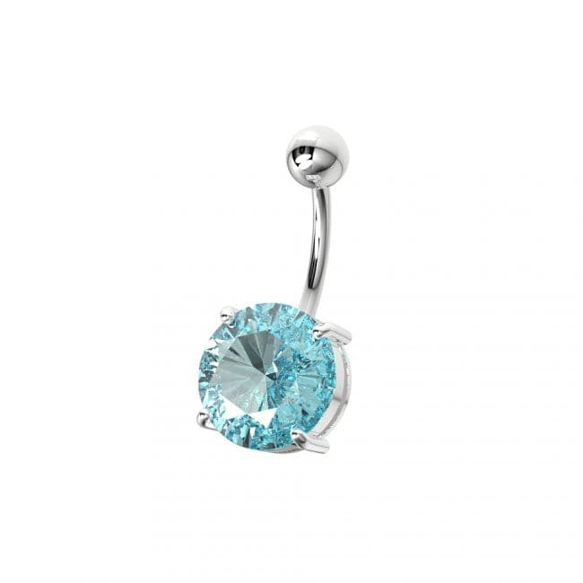 Single Stone Silver Belly Ring - Monster Piercing