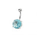 Single Stone Silver Belly Ring - Monster Piercing