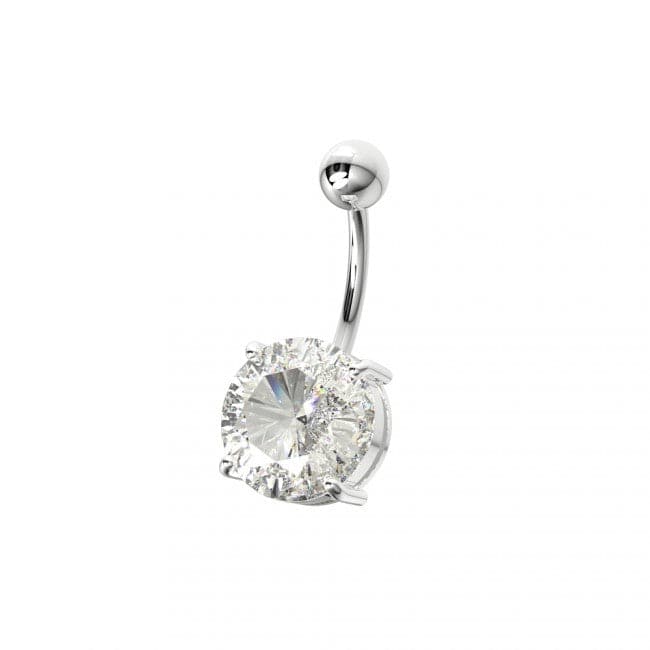 Single Stone Silver Belly Ring - Monster Piercing