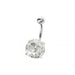 Single Stone Silver Belly Ring - Monster Piercing