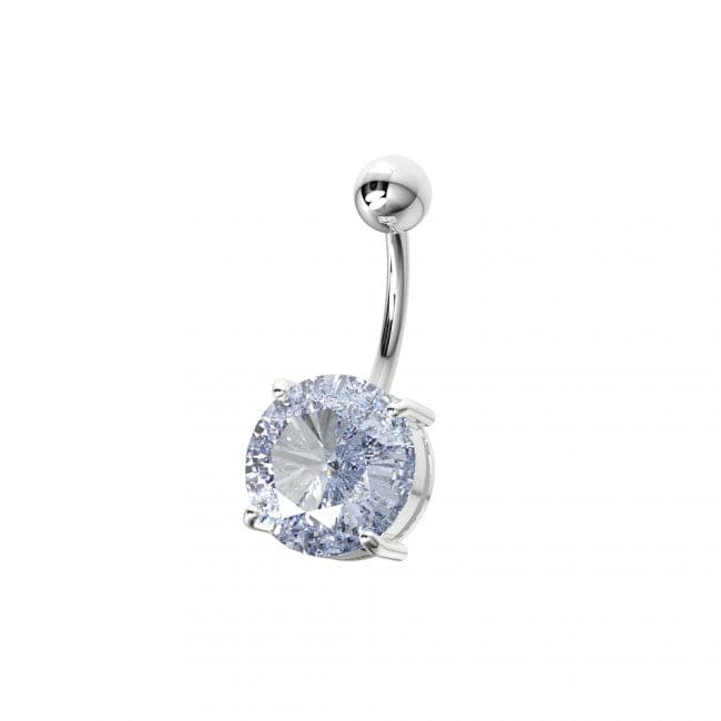 Single Stone Silver Belly Ring - Monster Piercing