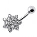 Silver Flower Cluster with SS Bar Navel Belly Ring - Monster Piercing