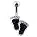 Fancy Jeweled Foot Silver Belly Ring - Monster Piercing